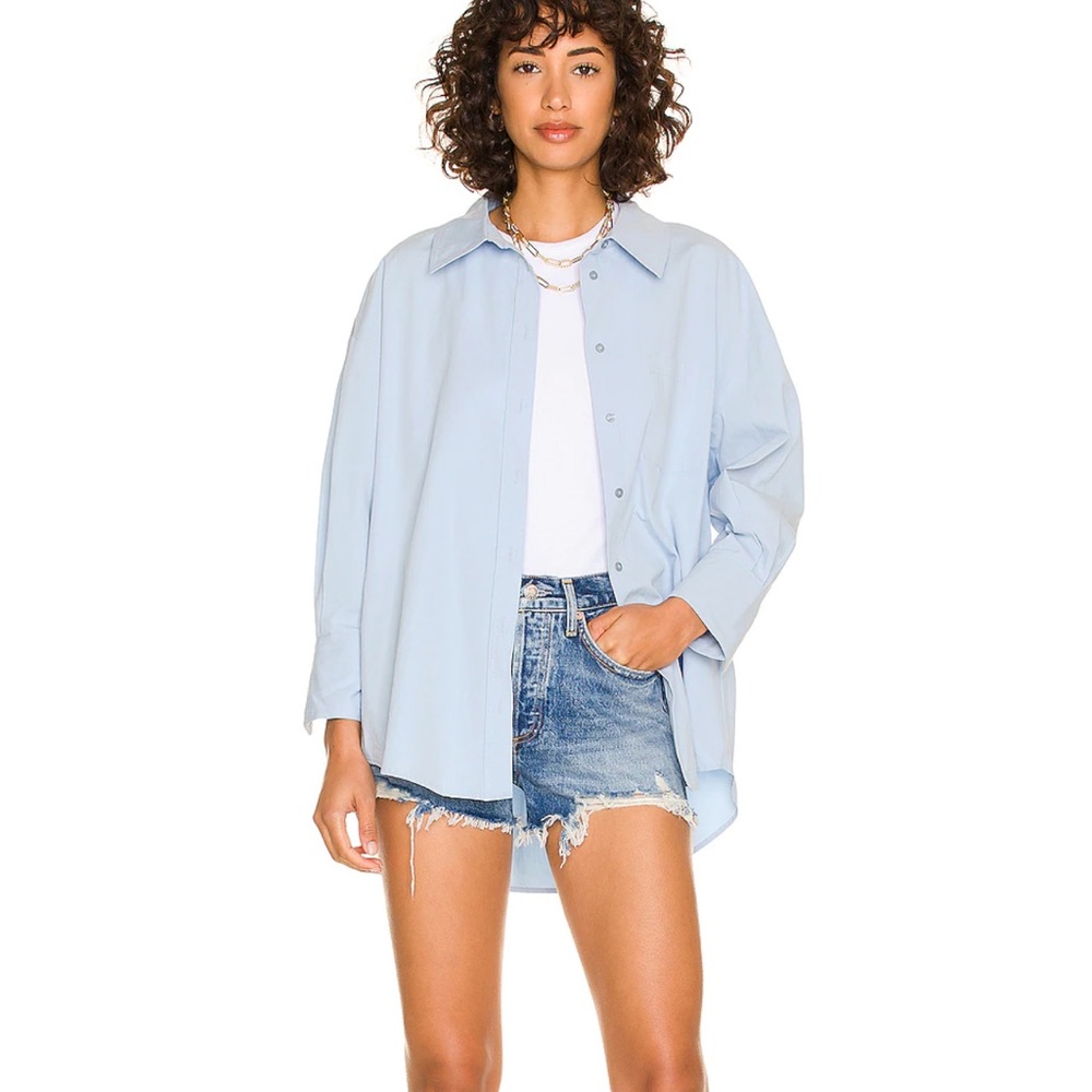 AGOLDE Denim Parker clutch distressed frayed high rise waisted blue jean shorts - Picture 3 of 8